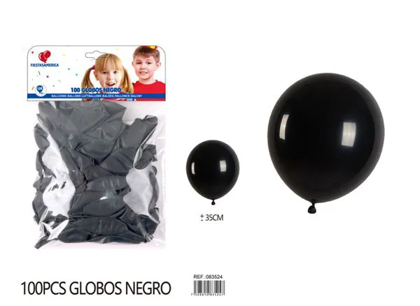 Globo de látex mate de 12 pulgadas, color negro, 100 piezas