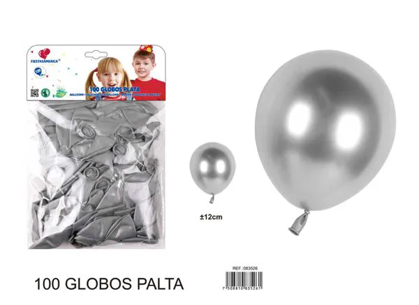 Globo perlado de 12 pulgadas, color plateado, 100 piezas