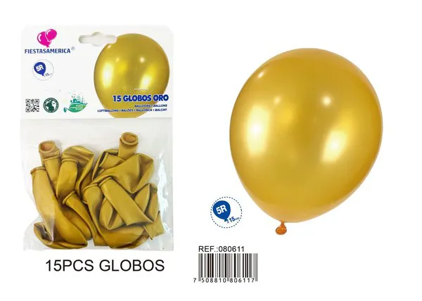 Globo perlado de 5 pulgadas, color dorado, 15 piezas