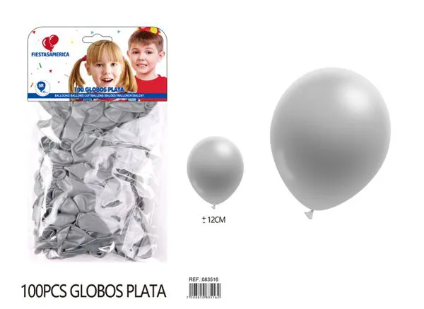 Globo perlado de 5 pulgadas, color plateado, 100 piezas