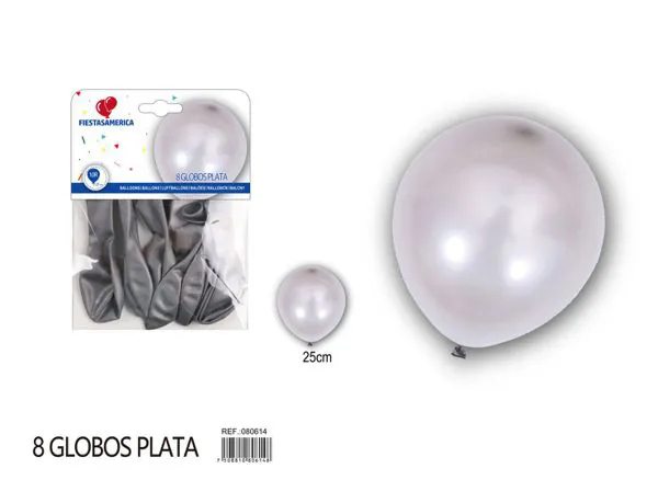 Globo perlado de 10 pulgadas, color plateado, 8 piezas