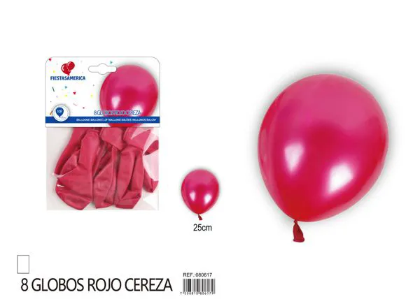 Globo perlado de 10 pulgadas, color rojo cereza, 8 piezas