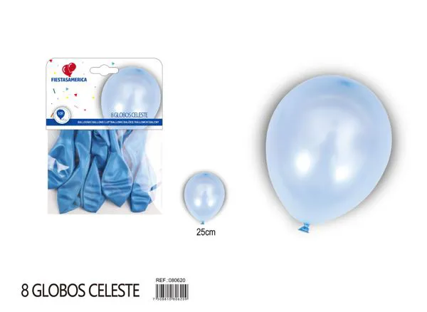 Globo perlado de 10 pulgadas, color azul claro, 8 piezas
