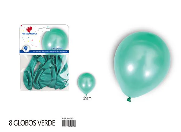 Globo perlado de 10 pulgadas, color verde, 8 piezas