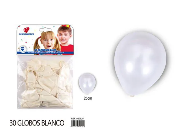 Globo perlado de 10 pulgadas, color blanco, 30 piezas