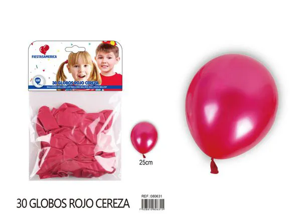 Globo perlado de 10 pulgadas, color rojo cereza, 30 piezas