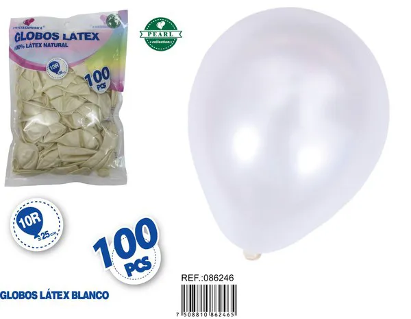 Globo perlado de 10 pulgadas, color blanco perla, 100 piezas
