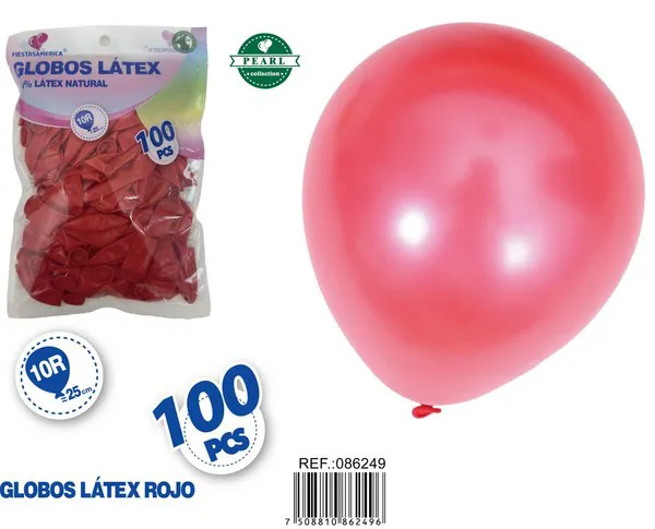 Globo perlado de 10 pulgadas, color rojo, 100 piezas