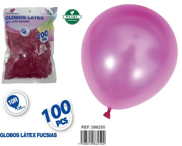Globo perlado de 10 pulgadas, color fucsia, 100 piezas