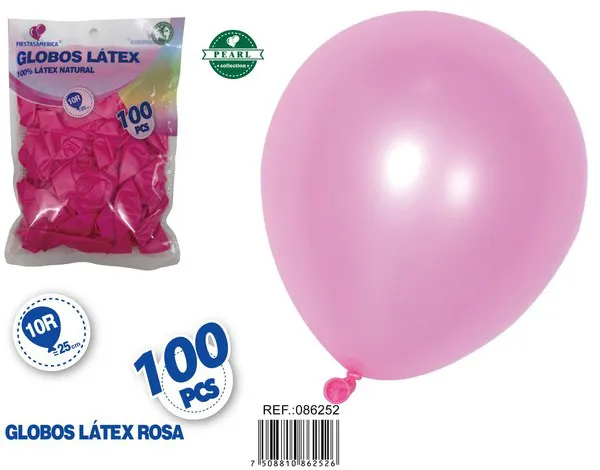 Globo perlado de 10 pulgadas, color rosa, 100 piezas