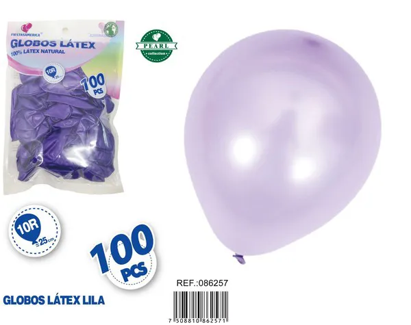 Globo perlado de 10 pulgadas, color morado claro, 100 piezas