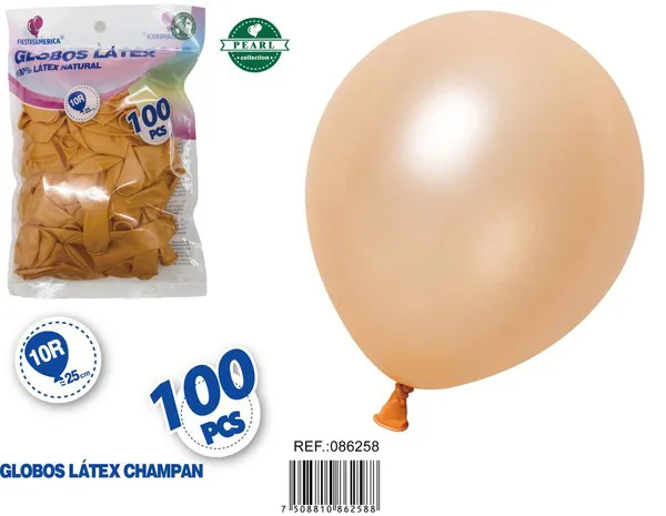Globo perlado de 10 pulgadas, color dorado champán, 100 piezas