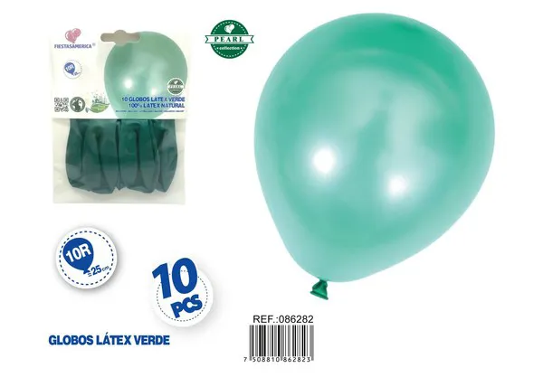 Globo perlado de 10 pulgadas, color verde, 10 piezas