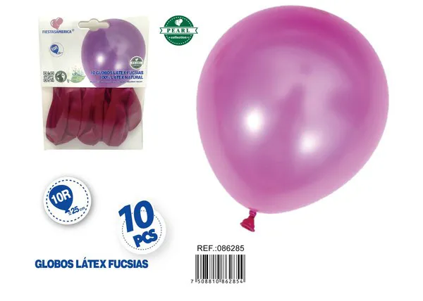 Globo perlado de 10 pulgadas, color fucsia, 10 piezas