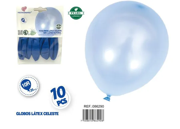 Globo perlado de 10 pulgadas, color azul claro, 10 piezas
