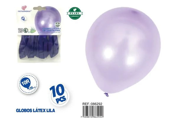 Globo perlado de 10 pulgadas, color morado claro, 10 piezas