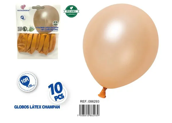Globo perlado de 10 pulgadas, color dorado champán, 10 piezas
