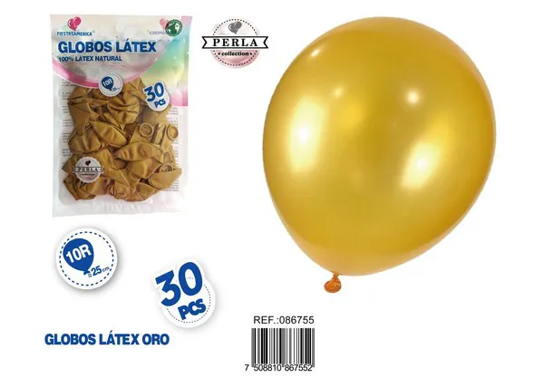 Globo perlado de 10 pulgadas, color dorado, 30 piezas