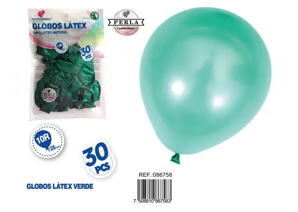 Globo perlado de 10 pulgadas, color verde oscuro, 30 piezas