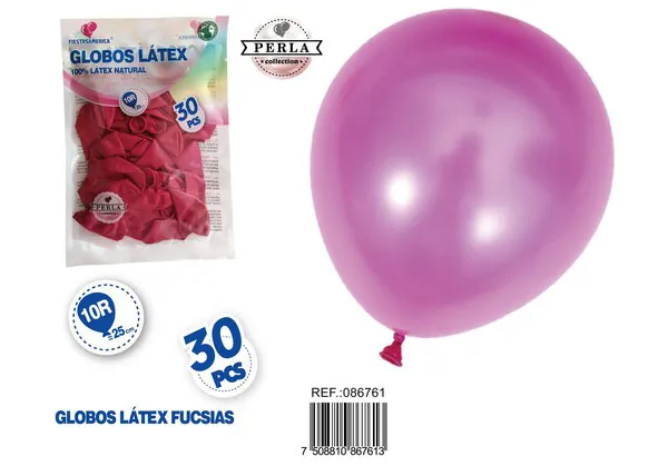 Globo perlado de 10 pulgadas, color fucsia, 30 piezas