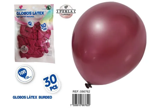 Globo perlado de 10 pulgadas, color rojo vino, 30 piezas