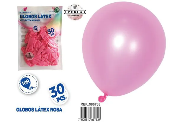 Globo perlado de 10 pulgadas, color rosa, 30 piezas