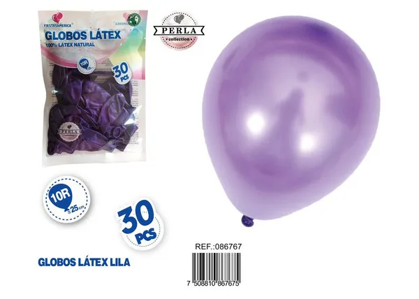 Globo perlado de 10 pulgadas, color morado, 30 piezas