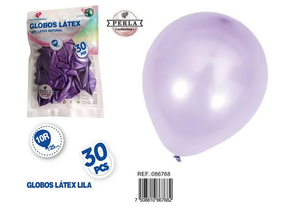 Globo perlado de 10 pulgadas, color morado claro, 30 piezas