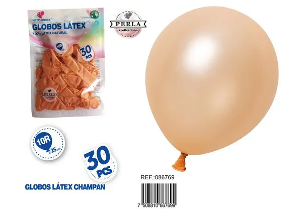 Globo perlado de 10 pulgadas, color dorado champán, 30 piezas