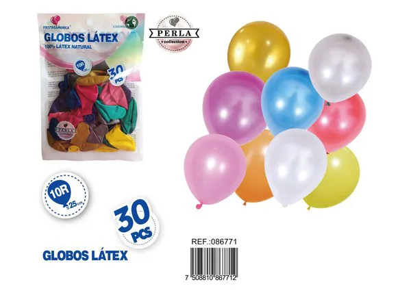 Globo perlado de 10 pulgadas, surtido (dorado, plateado, blanco, rosa oscuro, fucsia, naranja, morado oscuro, azul claro, verde oscuro, azul oscuro, azul índigo, amarillo, rojo), 30 piezas