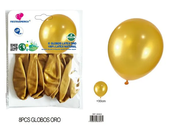 Globo perlado de 12 pulgadas, color dorado, 8 piezas