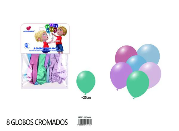 Globo metálico de 10 pulgadas, surtido (azul, rosa, rosa fucsia, rojo, azul bebé, verde), 6 piezas