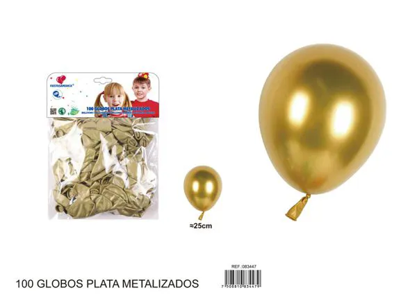 Globo metálico de 10 pulgadas, color dorado, 100 piezas