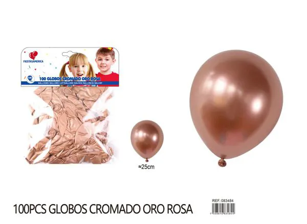 Globo metálico de 10 pulgadas, color oro rosa, 100 piezas