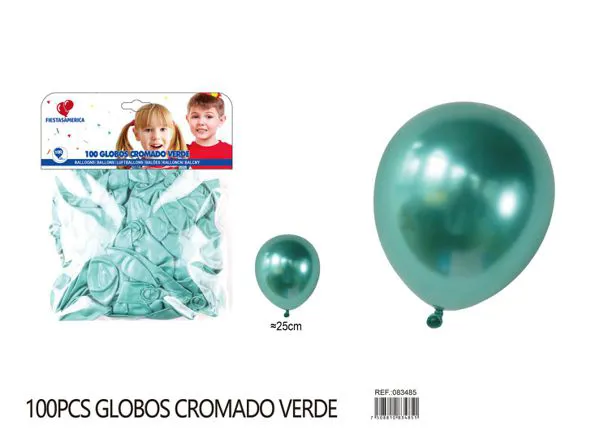 Globo metálico de 10 pulgadas, color verde, 100 piezas