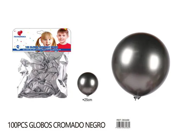 Globo metálico de 10 pulgadas, color negro, 100 piezas