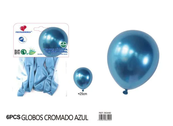Globo metálico de 10 pulgadas, color azul, 6 piezas