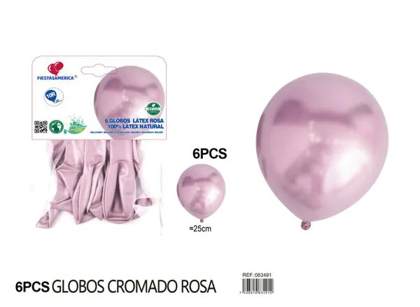 Globo metálico de 10 pulgadas, color rosa Barbie, 6 piezas