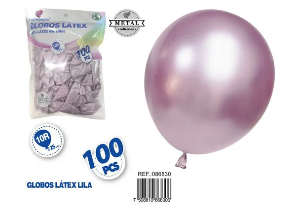 Globo metálico de 10 pulgadas, color morado claro, 100 piezas