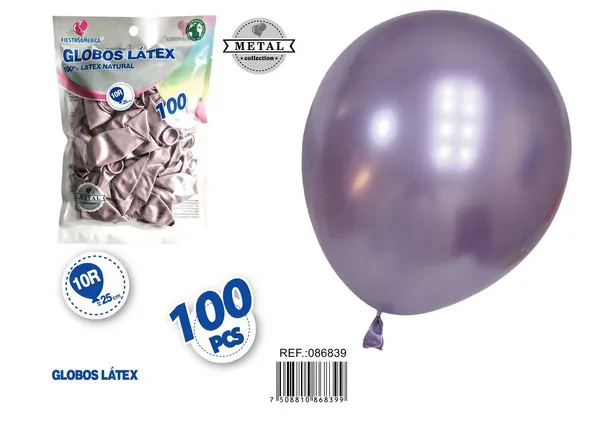 Globo metálico de 10 pulgadas, color morado taro, 100 piezas