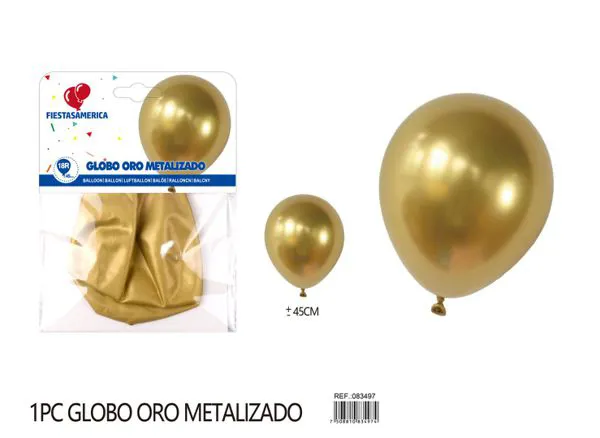 Globo redondo metálico de 18 pulgadas, color dorado, 1 pieza