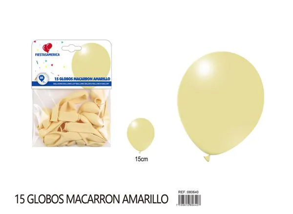 Globo color macaron de 5 pulgadas, color amarillo, 15 piezas