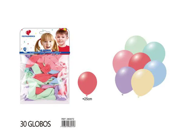 Globo redondo color macaron de 10 pulgadas, surtido, 30 piezas