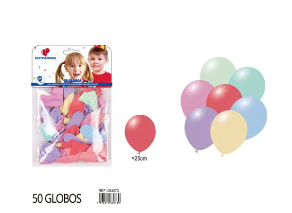 Globo redondo color macaron de 10 pulgadas, surtido, 50 piezas