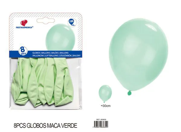 Globo color macaron de 12 pulgadas, color verde, 8 piezas