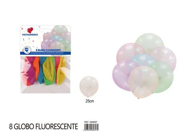 Globo neón de 10 pulgadas, surtido, 8 piezas