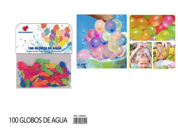 Globo de agua neón número 3 chico, surtido, 100 piezas