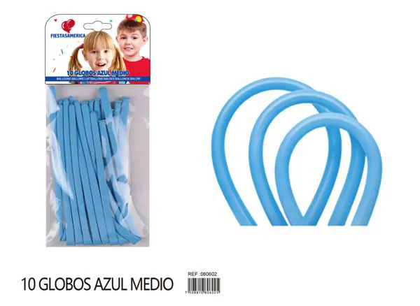 Globo largo modelador de látex mate 260, color azul claro, 10 piezas