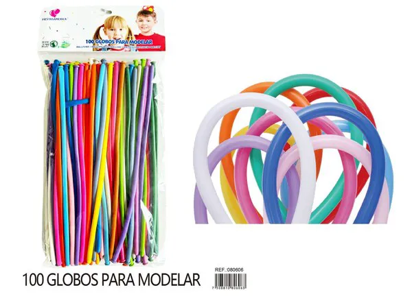Globo largo modelador de látex mate 260, surtido, 100 piezas (colores al azar)