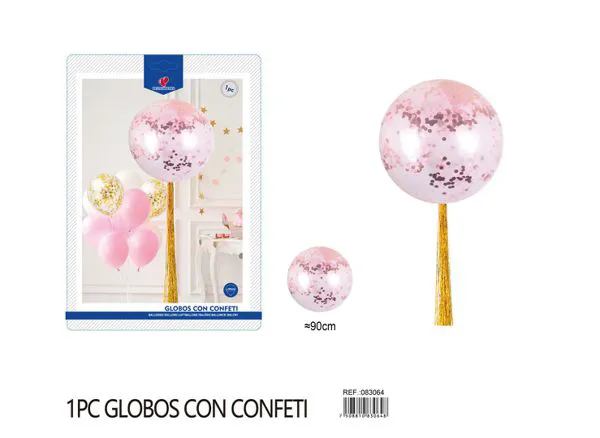 Globo de 36 pulgadas, 10 g, con lentejuelas redondas color oro rosa y confeti rosa, 1 pieza